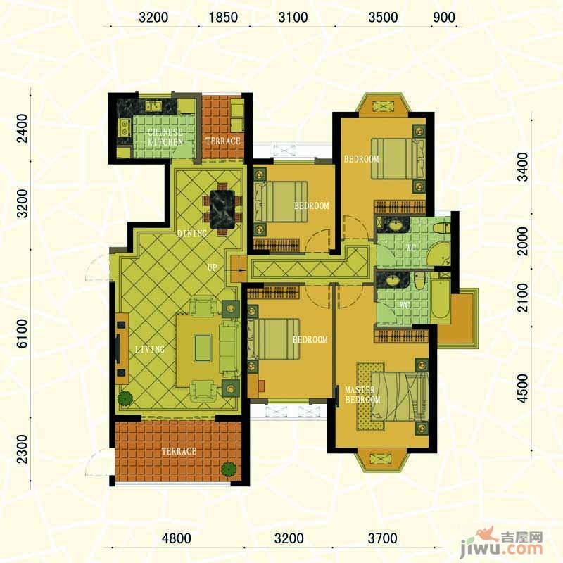 东方名城4室2厅2卫162.2㎡户型图