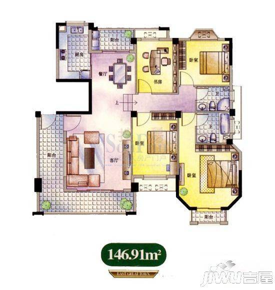 东方名城普通住宅99.2㎡户型图