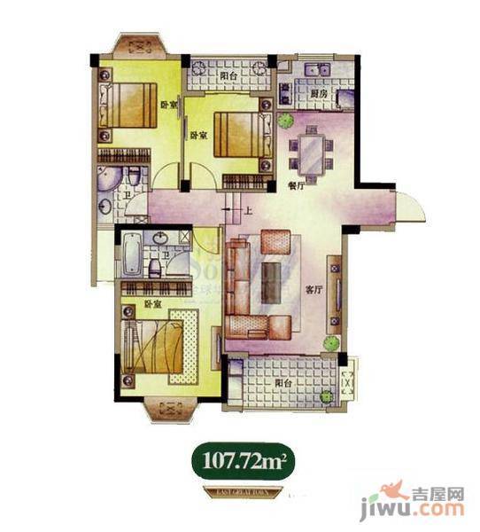 东方名城普通住宅99.2㎡户型图