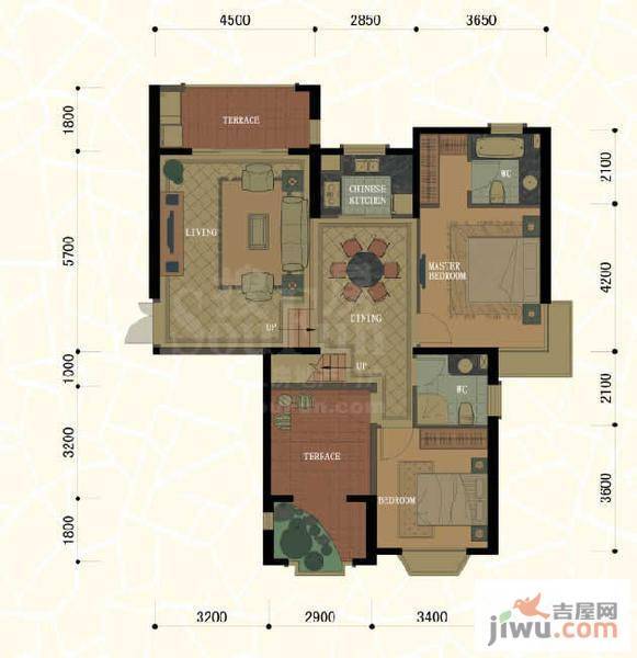 东方名城普通住宅208.1㎡户型图