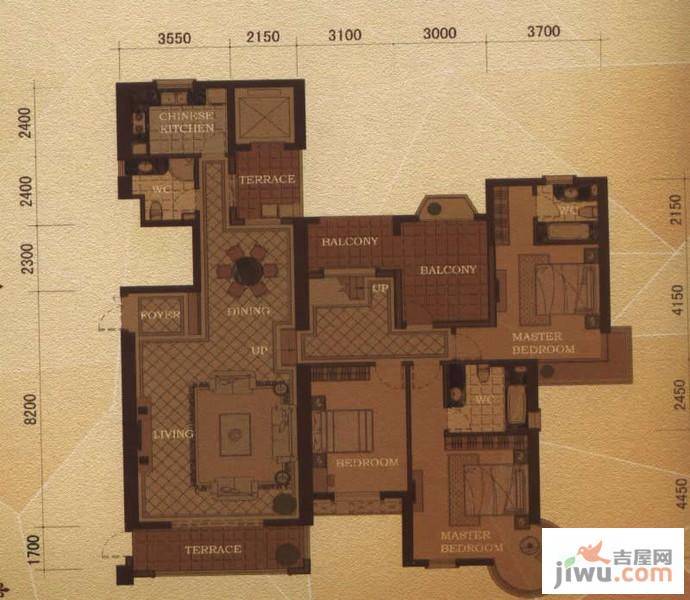 东方名城3室3厅3卫346.1㎡户型图