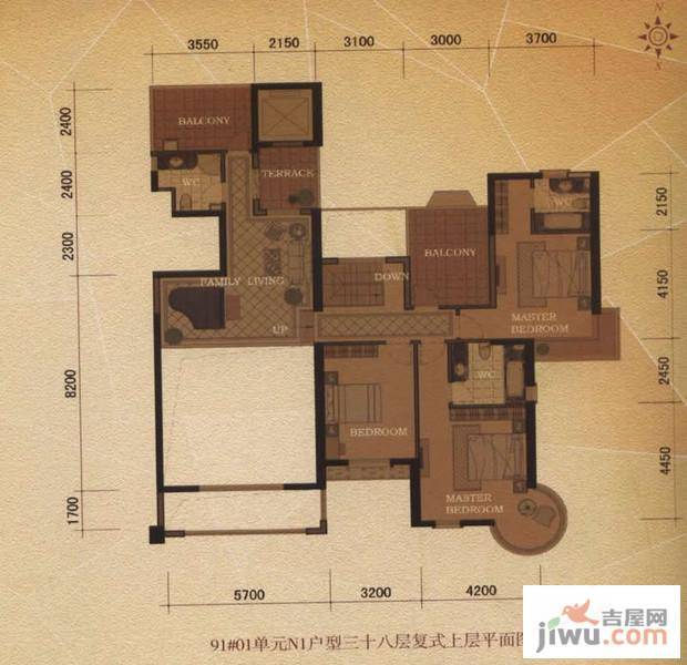 东方名城3室2厅3卫346.1㎡户型图