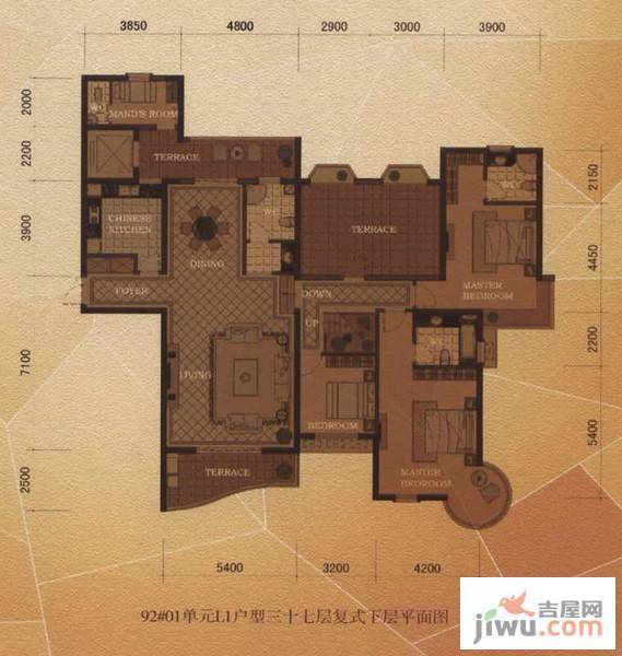 东方名城3室3厅3卫398.3㎡户型图