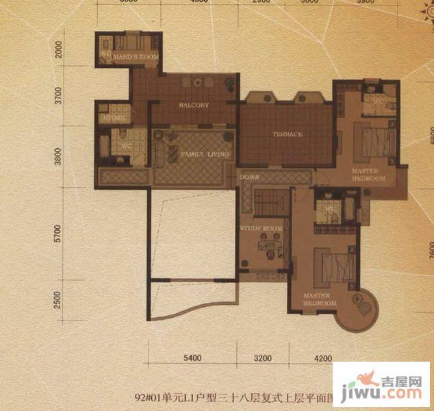 东方名城3室3厅3卫398.3㎡户型图