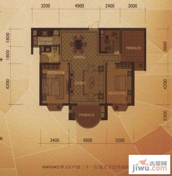 东方名城2室2厅2卫202㎡户型图