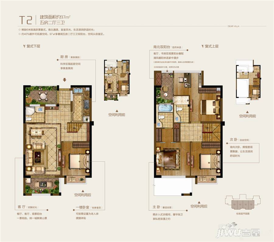 保利·西江林语5室2厅3卫97㎡户型图