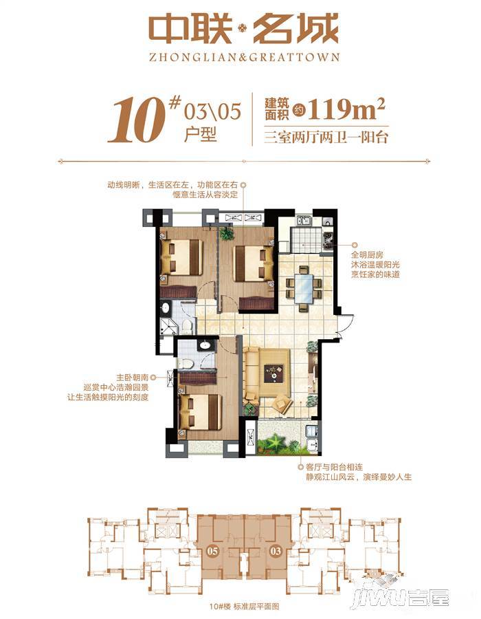 中联名城1号楼02户型户型图|中联名城3房2厅2卫户型图_福清中联名城