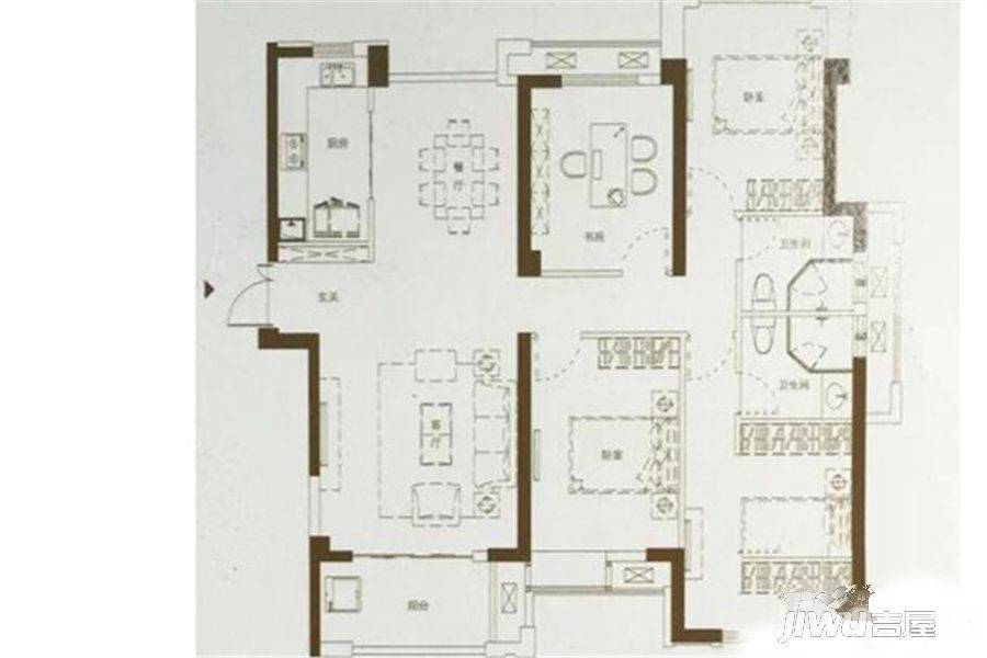 阳光城金融街官邸4室2厅2卫140㎡户型图