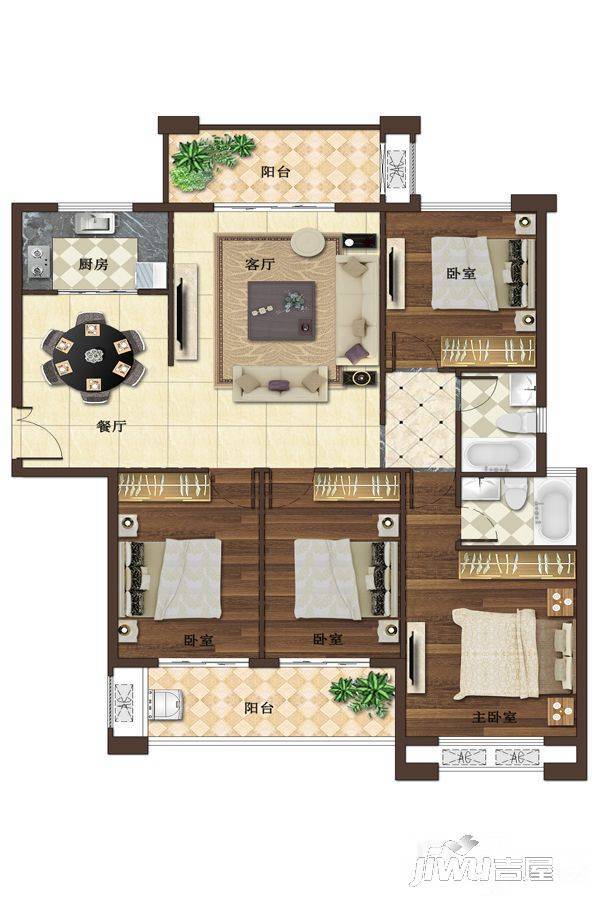 鼎弘东湖湾4室2厅2卫123.5㎡户型图