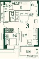 福州恒大山水城2室2厅1卫80㎡户型图