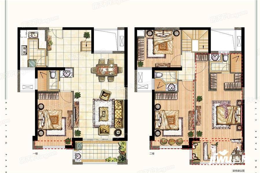 凯景公园里4室2厅3卫129㎡户型图