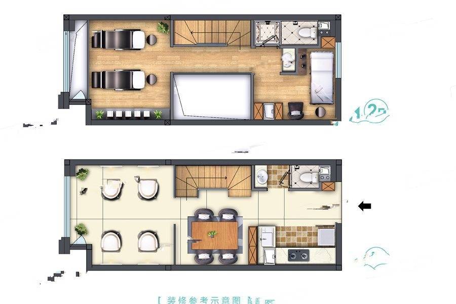 福州群升广场(soho)约90㎡户型图_首付金额_1室2厅2卫_90.