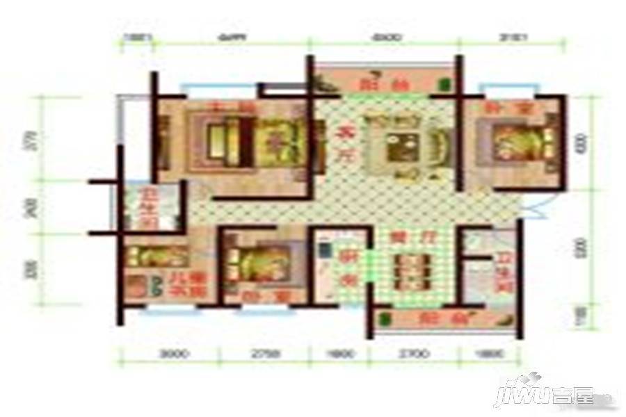 凤庆恒顺商业广场4室2厅2卫129.7㎡户型图