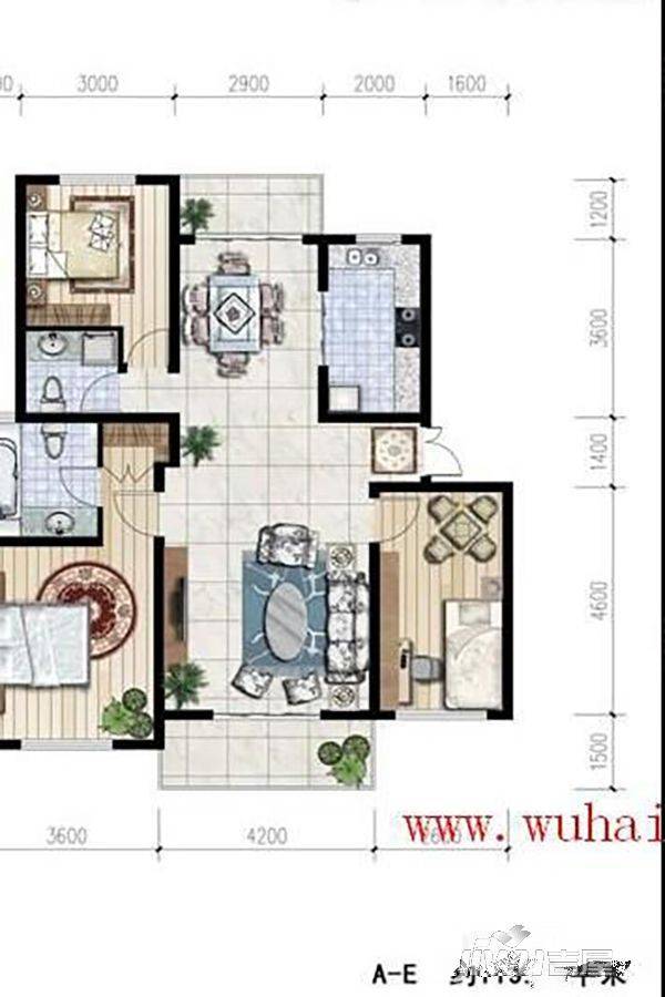 北岸雅墅小区3室2厅2卫119.9㎡户型图