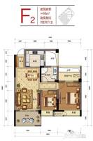 亚厦江与城2室2厅1卫88㎡户型图