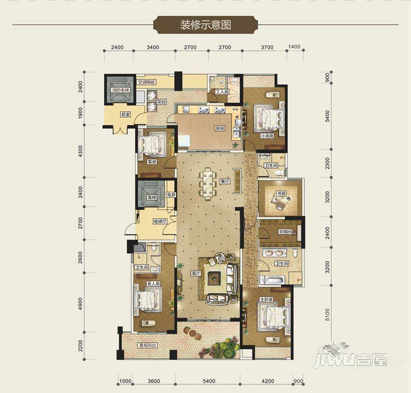 荣和公园尊府6室2厅4卫303㎡户型图