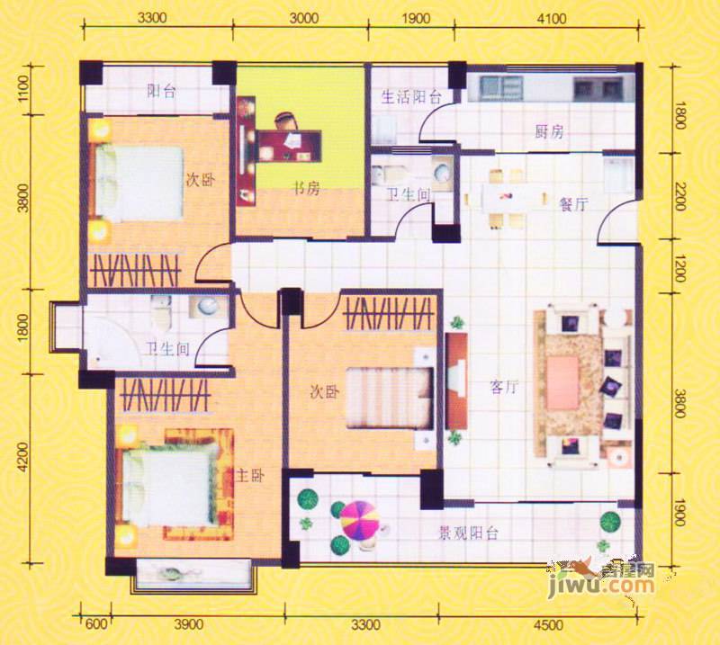 八桂凤凰城4室2厅2卫139.6㎡户型图