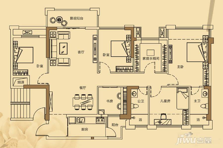 时代茗城|财富天下6室2厅2卫113㎡户型图