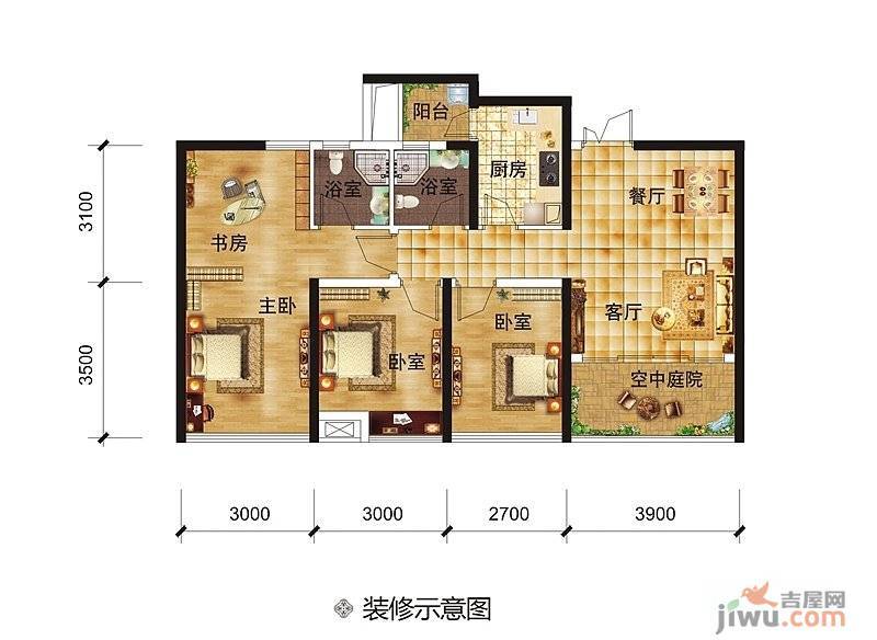 南宁宝能城市广场4室2厅2卫93㎡户型图