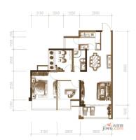 红日山湖3室2厅1卫79㎡户型图