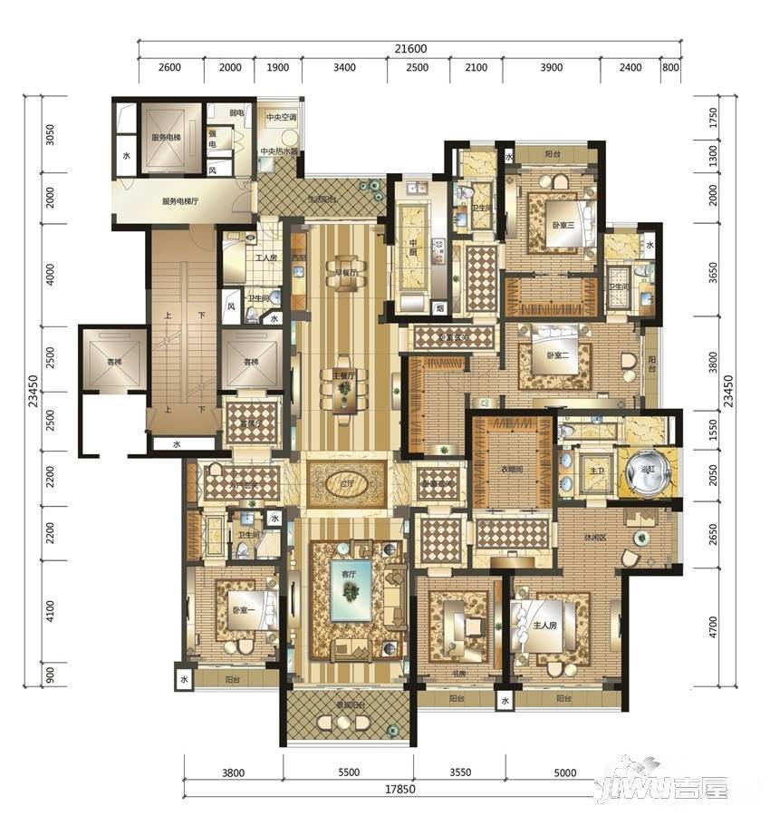 华润幸福里5室3厅4卫418㎡户型图