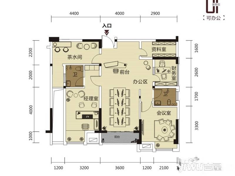 丰泽SOHO3室2厅2卫117.2㎡户型图