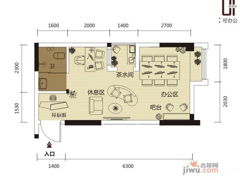 丰泽SOHO1室1厅1卫40.2㎡户型图