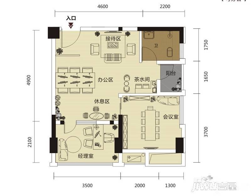 丰泽SOHO2室2厅1卫55.2㎡户型图