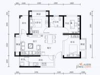 天筑食尚广场3室2厅2卫86.4㎡户型图