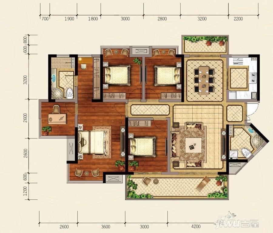 南宁万达茂5室2厅2卫142㎡户型图