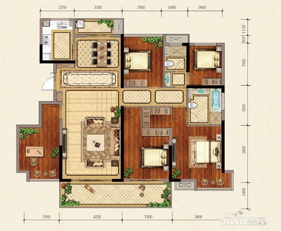 南宁万达茂5室2厅2卫143㎡户型图