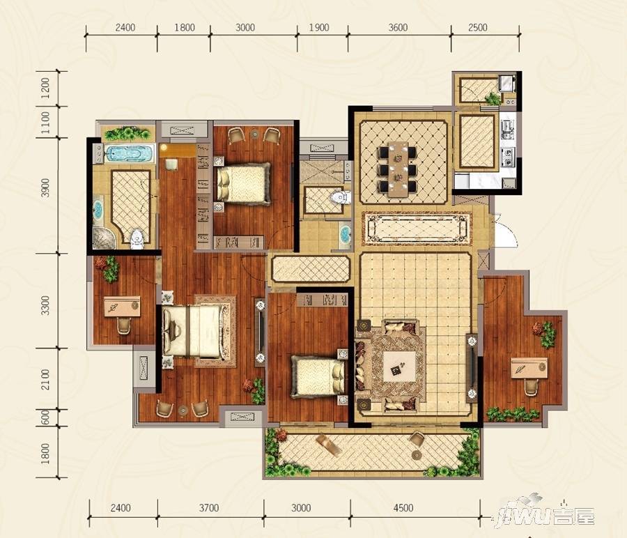 南宁万达茂5室2厅2卫165㎡户型图