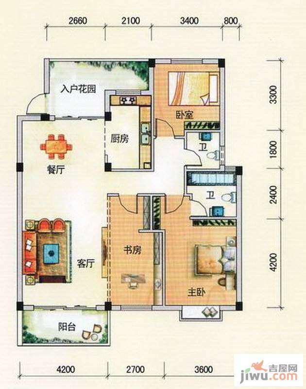 南宁奥园3室2厅2卫124㎡户型图