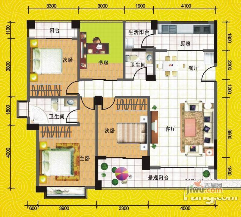 八桂凤凰城4室2厅2卫139.6㎡户型图