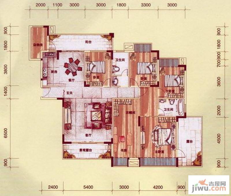 天池山中脊5室2厅2卫204.4㎡户型图