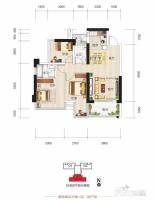 霖峰壹號3室2厅2卫86.2㎡户型图