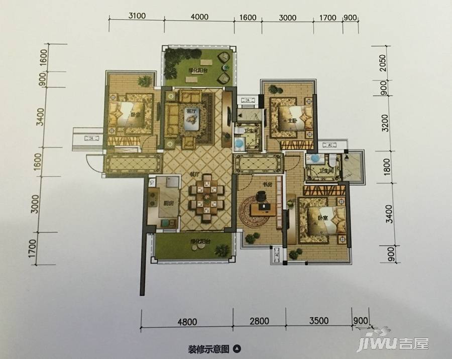 龙光玖珑湖4室2厅2卫122㎡户型图