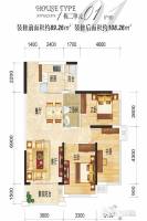 奥园朗庭2室2厅1卫89.3㎡户型图