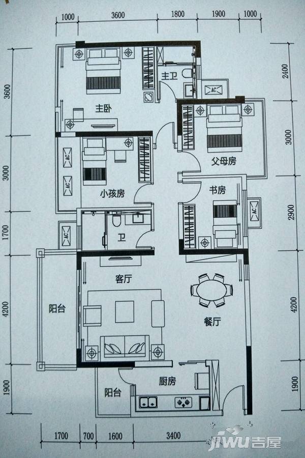 融创融公馆4室2厅2卫125㎡户型图