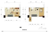 壹号线商铺2室2厅1卫42㎡户型图