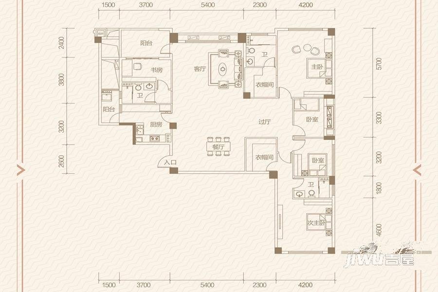 江璟湖5室2厅3卫220㎡户型图