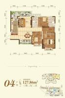 恒大城3室2厅2卫127.9㎡户型图