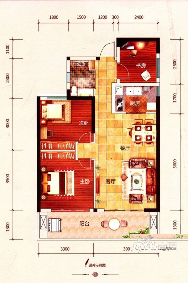 联发君澜3室2厅1卫76㎡户型图