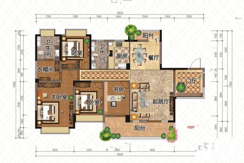 五象明珠4室2厅2卫243㎡户型图