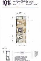 祖龙ACMALL1室1厅1卫45.4㎡户型图