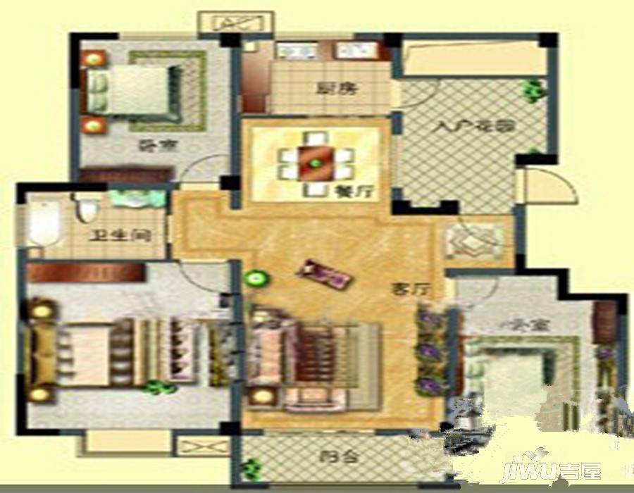 旭日尚城3室2厅1卫129㎡户型图