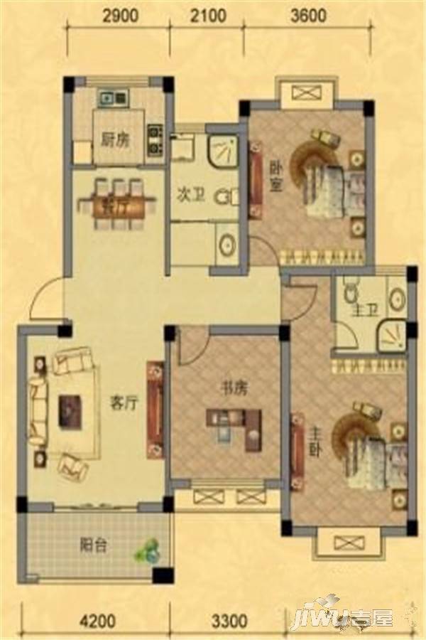 南越·西城华府3室2厅2卫118㎡户型图