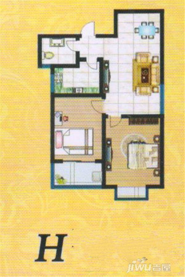 建福嘉园2室2厅1卫87㎡户型图