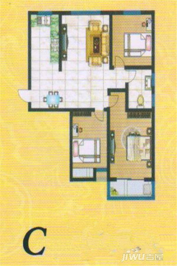 建福嘉园3室2厅1卫118㎡户型图