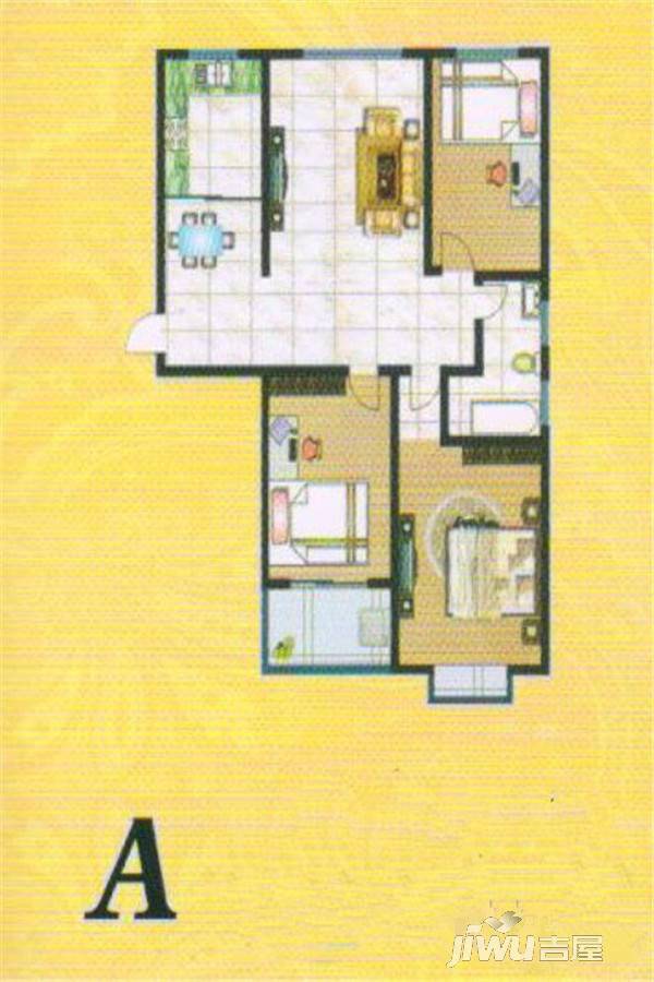 建福嘉园3室2厅1卫118㎡户型图